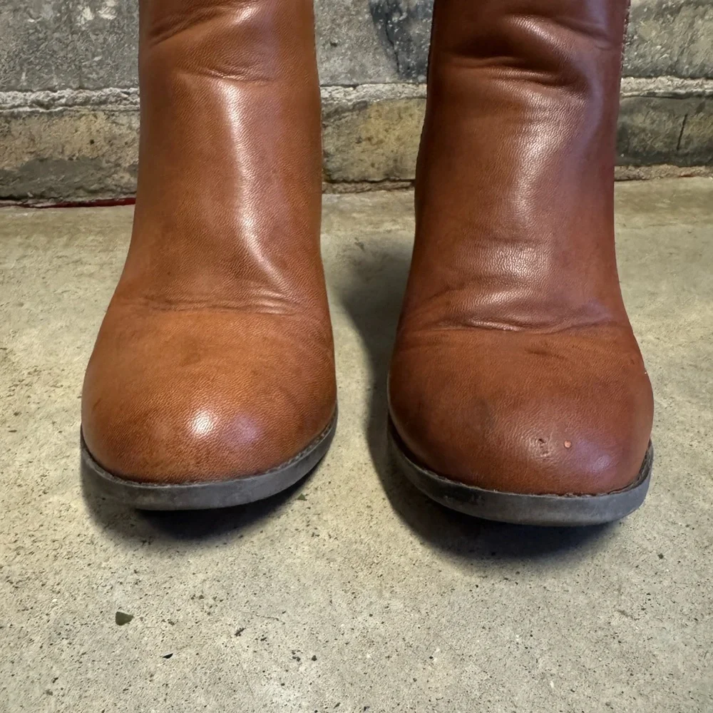 Harlow tan Brown Leather Ankle Boots 7.5 - Picture 3 of 8